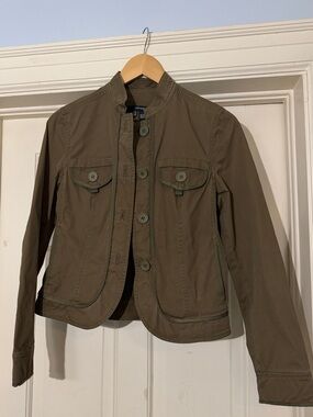 Zara Olive Utility Button-Front Jacket